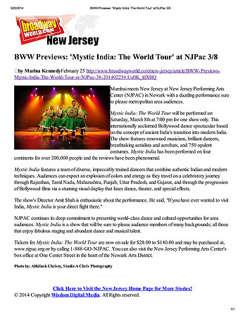 BWW Previews: 'Mystic In...orld Tour' at NJPac 3/8